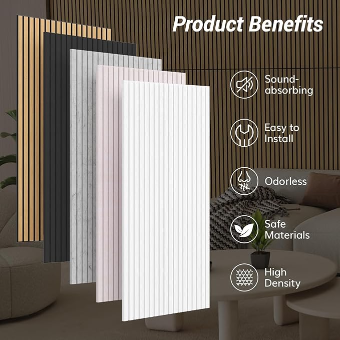 TONOR 4 Pack Large Acoustic Panels,47.2" X 23.6" X 0.35" Acoustical Wall Panel, Self-Adhesive Sound Proof Panels, Decorative Soundproof Wall Panels for Echo Absorption for Home Studio Office, Oak