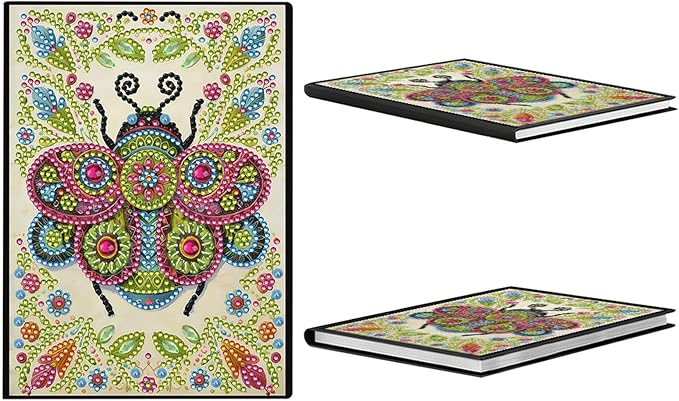 FRANDEK Diamond Art Painting Notebook Kit, Bee A5 DIY Journal with 50 Blank Pages, Crystal Rhinestone Cover with Waterproof Canvas, Beginner Craft Set with Full Tools for Adults