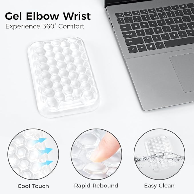 Ospelelf Ergonomic Elbow Rest for Desk, Gel Keyboard Wrist Rest Support, Arm Rest Pad for Mouse, 2 Pack