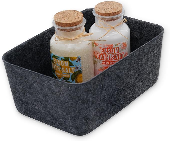 Felt deep Storage Bins lidded Drawer Organizer Caddy Charcoal Box