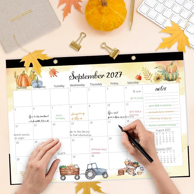 GuassLee Monthly Desk Calendar 2026-2027 - 19 Months 17" x 11.5" Calendar from Jun. 2026 to Dec. 2027, Monthly Planner with Watercolor Design Corner Protectors for Office School Home Organizing