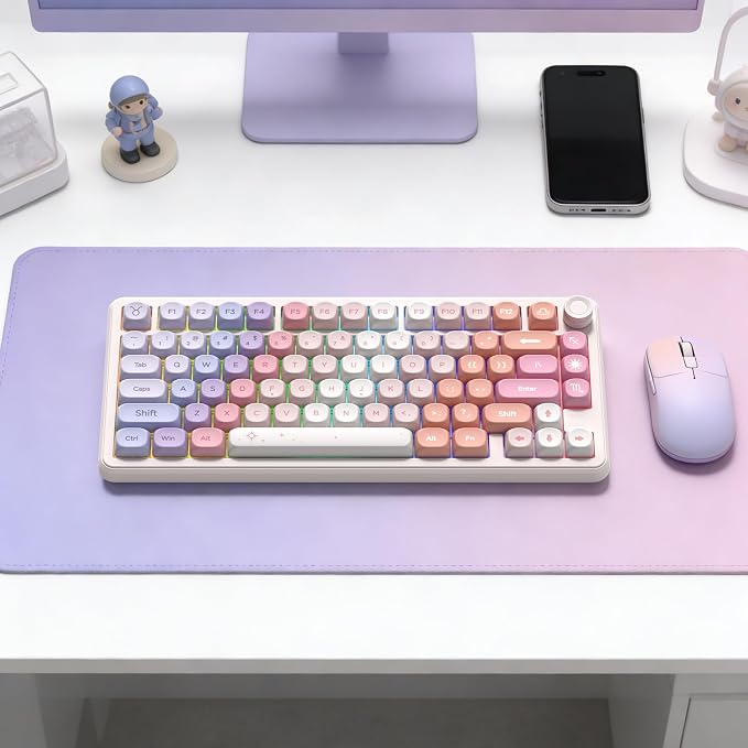Keymatic PBT Keyboard Keycaps 126 Keys MOA Profile Cute Keycap Custom 60 65 75 100 Percent for Cherry MX, Outemu, Gateron Mechanical Keyboards(Only Keycap Set)