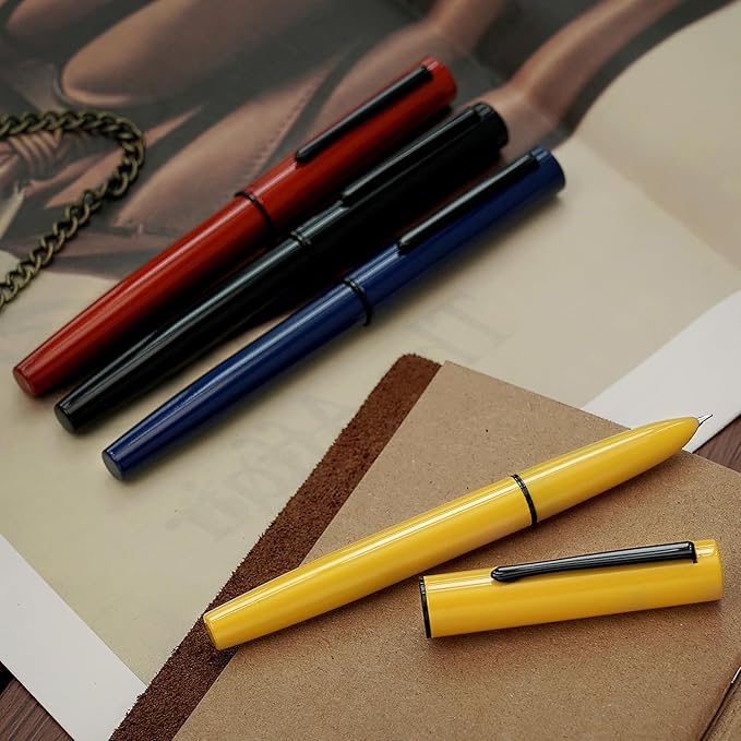 HONG DIAN C1 Fountain Pen Extra Fine Nib, Dark Green & Classic Retro Design Metal Pen with Ink Converter