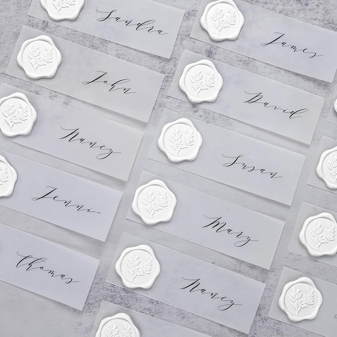 UNIQOOO Wax Seal Stickers - Eucalyptus Wedding Invitation Envelope Seal Stickers, 50 Pcs Self- Adhesive Snow White Stickers, Perfect for Invitation, Christmas, Gift Wrapping