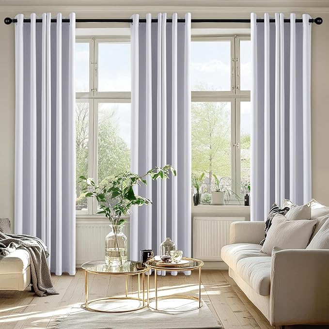 MIULEE Blackout Curtains for Bedroom Living Room 2 Panels, Thermal Insulated Room Darkening Drapes Grommet Noise Reducing Light Blocking Window Treatments 84 Inches Long 40x84 Inch Greyish White