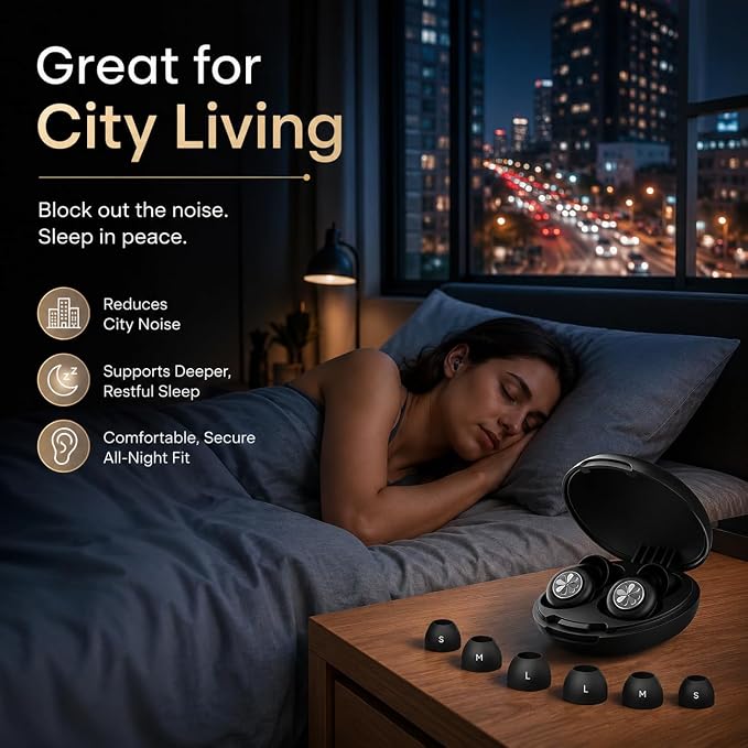Ear Plugs for Sleeping 45DB Noise Cancelling: Ultra-Comfy Reusable Noise-Reducing Earplugs for Sleeping & Travel & Work Hearing Protection Earbuds with 8 Tips(XS,S, M, L Size) (Obsidian)