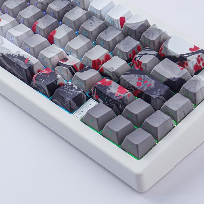 Tsungup PBT Keycaps - Side Print Keycap Set,135 Keys Double Shot Shine Through Landscape Painting Custom Keycaps,Cherry Profile Keyboard Key caps for Cherry MX Switches Mechanical Keyboards