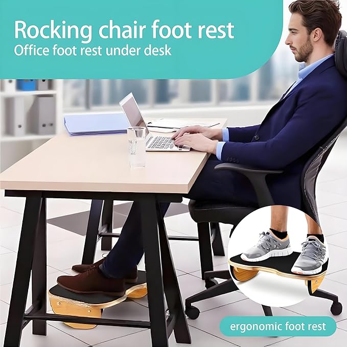 Under Desk Footrest for Office, Ergonomic Foot Rest for Under Desk at Work, Wood Foot Stool to Teacher Supplies, Student Gifts, Doctors Office Accessories