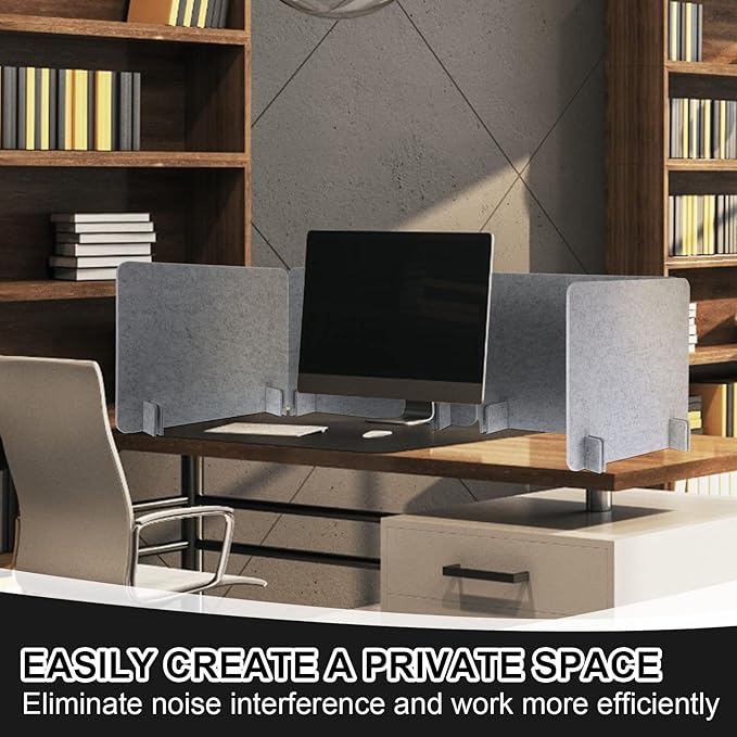 Fabbay 2 Pcs Acoustic Freestanding Desk Divider Desk Partition 16 x 24 Inch Table Freestanding Up Privacy Panel Visual Distraction and Noise Reducing for Office Furniture Classroom (Silver Gray)