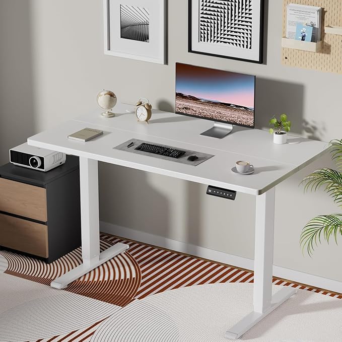 Dual Motor Electric Standing Desk Frame, Height Adjustable Desk Legs for Max 44" x 70.8" Desktop with 330 LBS Capacity, Ergonomic Sit Stand Up Desk Base for Home Office, White(Frame Only)