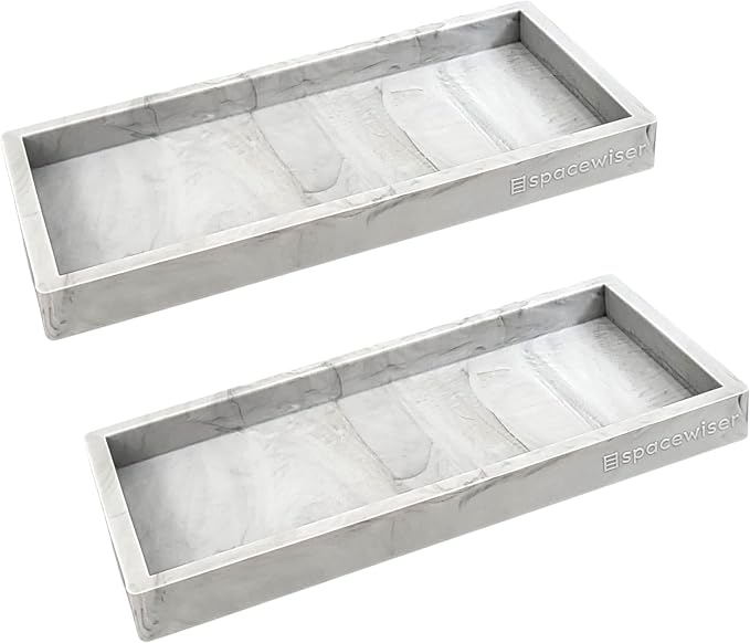 Countertop & Vanity Silicone Tray – 2 PC Small 7.7" Soap Tray | Kitchen Soap Tray Set, Dish Soap Tray for Kitchen Counter, Kitchen Sink Tray, Silicone Soap Dispenser Tray & Sponge Holder