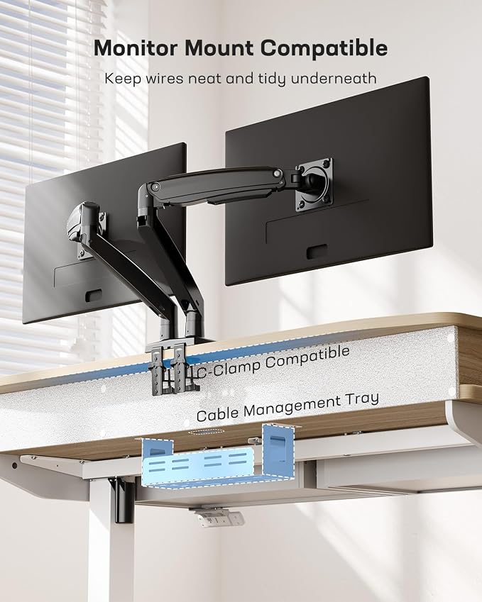 HUANUO 55 x 30 inch Electric Standing Desk with 2 Wood Drawers, Adjustable Height Sit Stand Desk for Home Office, Ergonomic Stand up Desk with 4 Memory Presets, 176 lbs Capacity, Natural Top