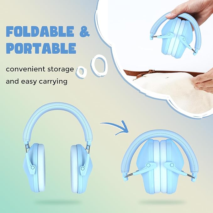 ProCase Kids Noise Cancelling Headphones, Kids Ear Protection Monster Jam Truck, Fireworks Hearing Protection Noise Reduction, Noise Canceling Earmuffs for Sensory Autism Toddler Children -Skyblue