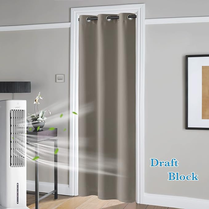 RYB HOME Temporary Doorway Curtains Blackout Privacy Room Divider Curtains Portable Drapes for Closet Wall Panel for Bedroom Living Room Dining Basement Window, W 60 x L 108 inches, Sand