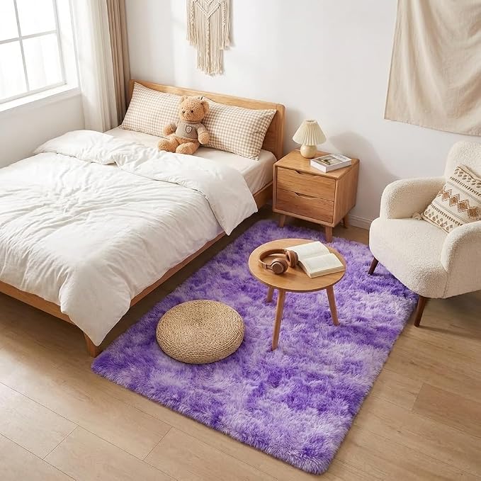 Mugorn Small Soft Shag Rugs for Bedroom, 4x6 Fluffy Area Rugs for Living Room