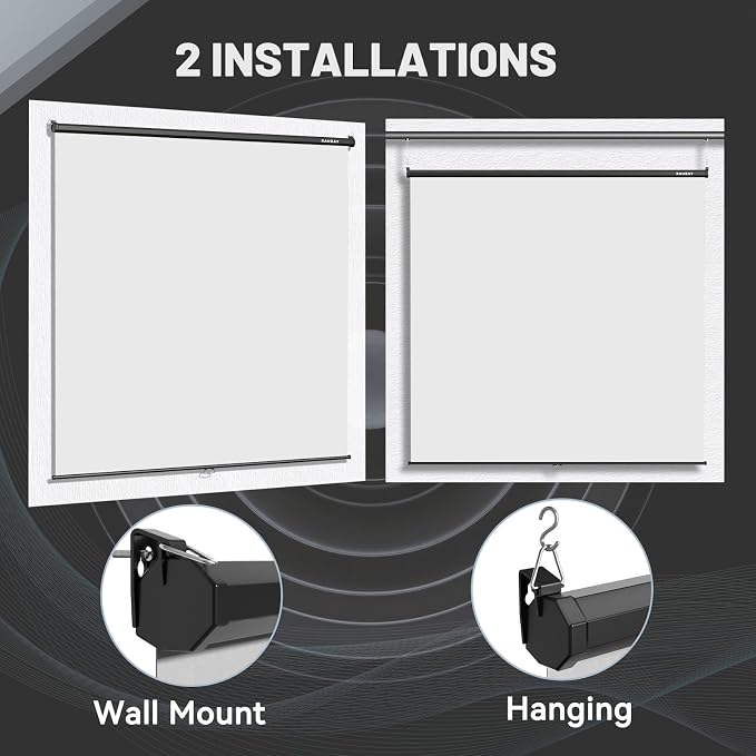 RAUBAY Retractable Pull Down White Screen Backdrop - 78.7" x 86.6" Collapsible Wall-Mount Background for Professional Video Production, Photography, TikTok and Video Conferencing