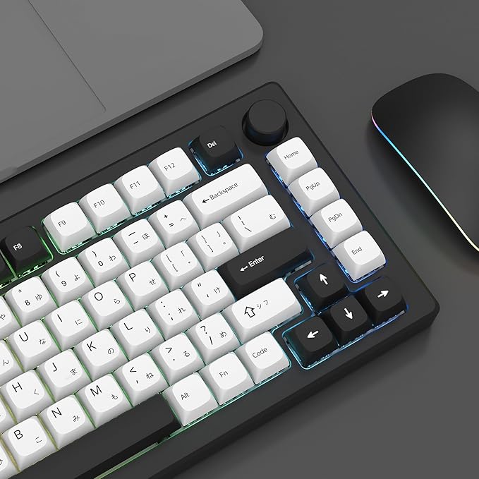 XDA White Keycaps, XVX Japanese PBT Keycap Sets, Bow Key caps 75 Percent Dye-Sublimation Keyboard Keycaps for 61/64/68/84/87/100/104/108 Cherry MX Mechanical Keyboard