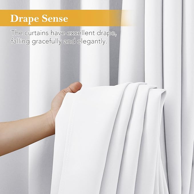 RYB HOME Blackout Thermal Insulated Curtains, Portable Curtain for Sliding Glass Door/Storage/Space Room Divider, Large Window Treatment Room Divider Panel, W80 x L84, Pure White, 1 Panel