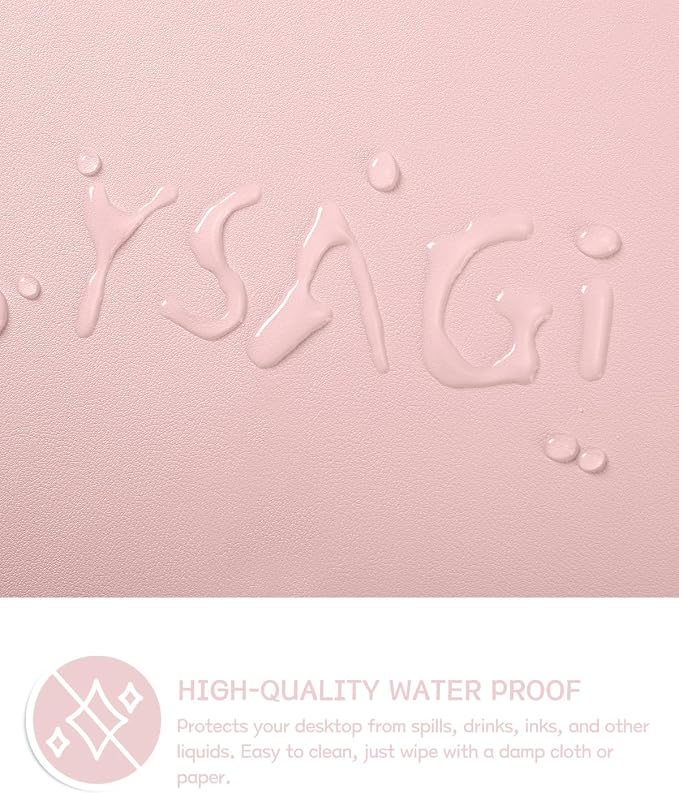 YSAGi Non-Slip Leather Desk Pad, Waterproof Laptop Computer Desk Keyboard Mat, Table Protector Blotter Mat, Large Mouse Pad for Office/Work/Home/Decor(Pink, 23.6" x 13.7")