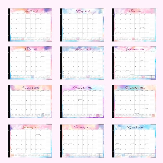 2026 Desk Calendar Large 22x17 Inches,Large Desk Calendar 2026-2027,18 Month,Suitable For Home,School Or Office,With Plastic Cover,Monthly Calendar(Pink)