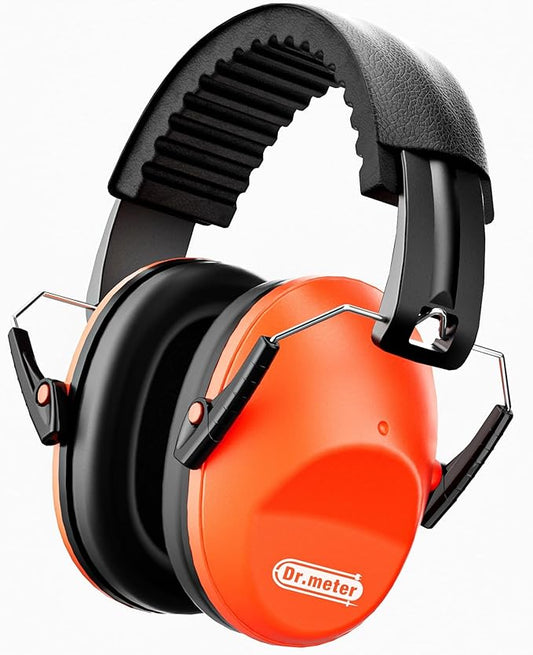 Ear Muffs for Noise Reduction: 27.4SNR Noise Cancelling Headphones for Kids Adults, EM100 Adjustable Hearing Protection Earmuffs for Monster Jam, Autism Sensory, Concerts, Fireworks Orange