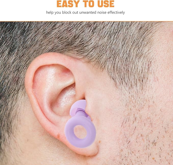 Reusable Silicone for Sleeping and Hearing Protection, Noise Cancelling with Single Flange Design, Soft Noise Reduction for Travel, Work, and Sleep – 1 Pair Purple