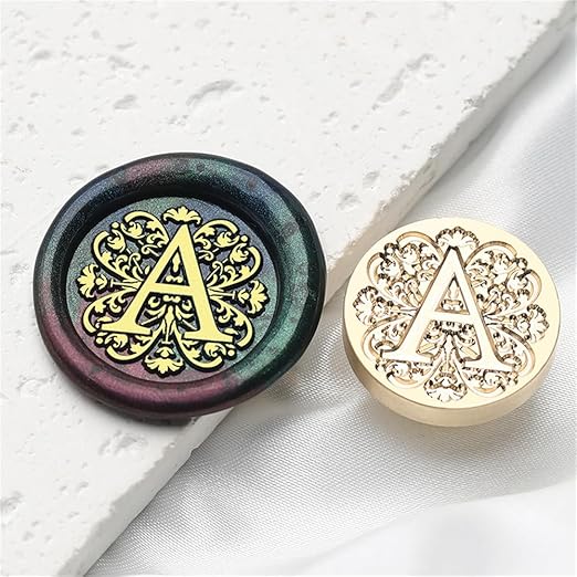 Flower Initial Alphabet A Wax Seal Stamp & Eucalyptus Love Sealing Stamp with Wax Stamp Brass Head Ideal for Wedding Invitations Gift Wrapping Christmas (Floral A)