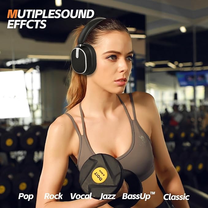 Hybrid Active Noise Cancelling Bluetooth Headphones,Bluetooth 6.0 Over Ear Wireless Headphones with 60H Playtime, Hi-Res Audio, Deep Bass, Memory Foam Ear Cups for Home Office Travel Black