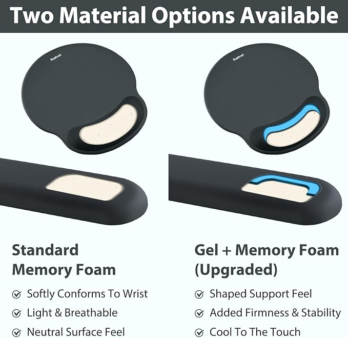 Mouse Pad and Keyboard Wrist Rest, 3-in-1 Gel Memory Foam Ergonomic Mouse Pad with Wrist Rest Set, Gaming Mousepad Arm Cushion Support for Computer Office Desk Accessories Cute Setup, Charcoal