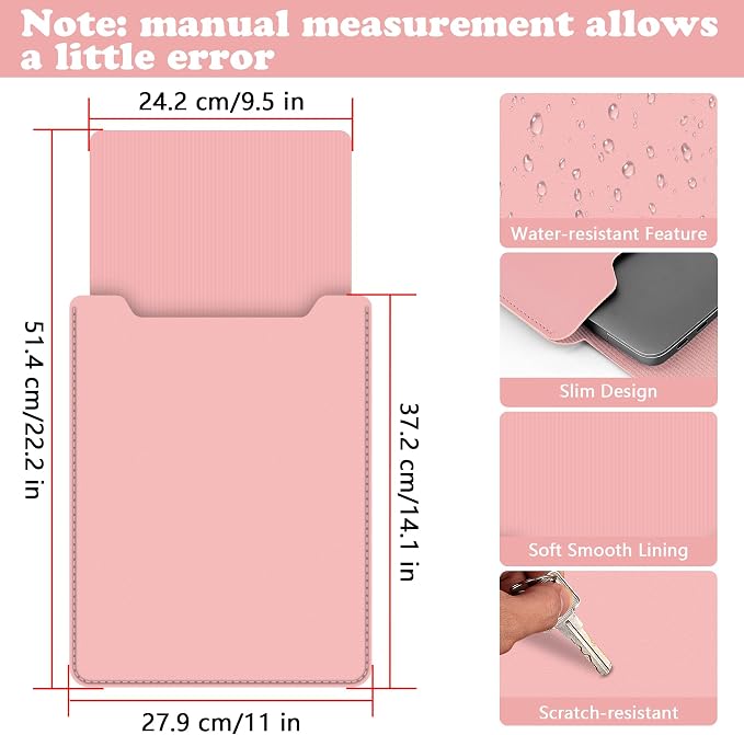 BVYA 15-16" Laptop Sleeve, PU Leather Laptop Case Compatible with MacBook Pro 16 2019-2021 M1 Pro M1 Max (A2485 A2141), Case Compatible with MacBook Pro 15 2010-2019 (A1990 A1707 A1398)