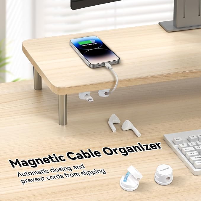 aceyoon 12 pack Cable Organizer Clips Magnetic Self-adhesive Cable Management Holder Easy Open Cord Holders for Nightstand, Office, Desk, Desk Organizers and Accessories