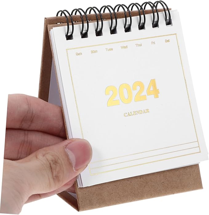 Mini Desk Calendar Thick Flip Standing Desktop Organizer Small Tabletop Planner for Home Office Daily Use and Event Scheduling