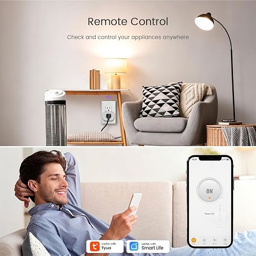 Smart Plug 10A, WiFi Bluetooth Outlets with Energy Monitoring, APP Remote Control, Timer, Group Controller, Compatible with Alexa, Google Assistant, 2.4G Wi-Fi Only (4)