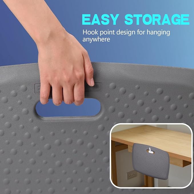 Anti Fatigue Kitchen Floor Mat Comfort Standing Mat, Portable Office Standing Desk Mat, Multi-Purpose Kitchen Rug, Built-in Handle with Massage Points Comfort Floor Mat(Black+Gray, 17" x 22")
