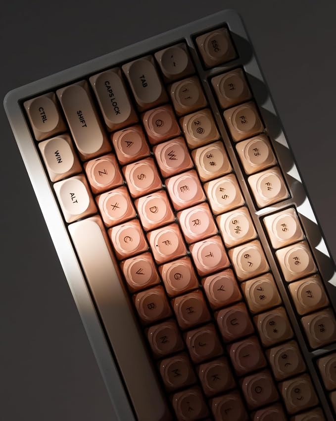 PBT Keycaps, Flesh Pink Foundation Jelly Keycaps MOA Profile, 128 Keys Elegant Cute Custom Key caps for Cherry Gateron MX Mechanical Keyboard, Ergonomic, No Tear & Never Fades