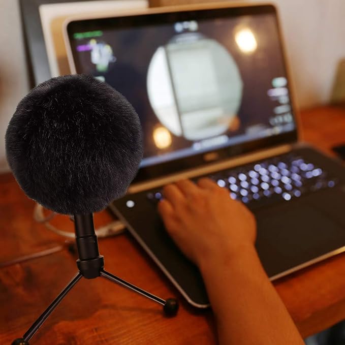 Blue Snowball Furry Windscreen Cover Muff - Professional Snowball ICE Mic Foam Wind Cover Windshield Pop Filter for Recordings, Broadcasting, Singing by Sunmon （Black）