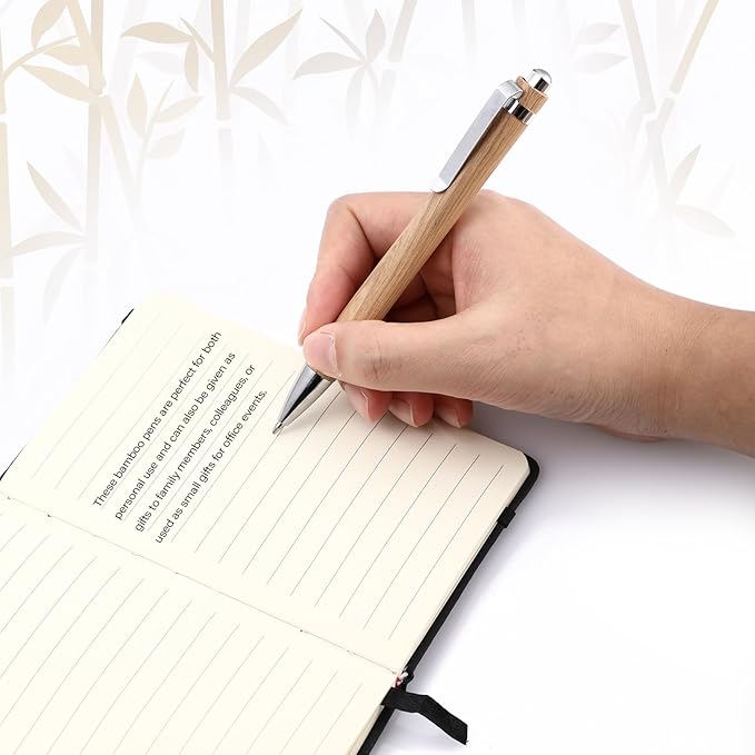 12 Pcs Bamboo Pens Employee Appreciation Gifts Engraving Wooden Ballpoint Pens Must Have for Writing Office Staff Coworkers(Stylish Color)
