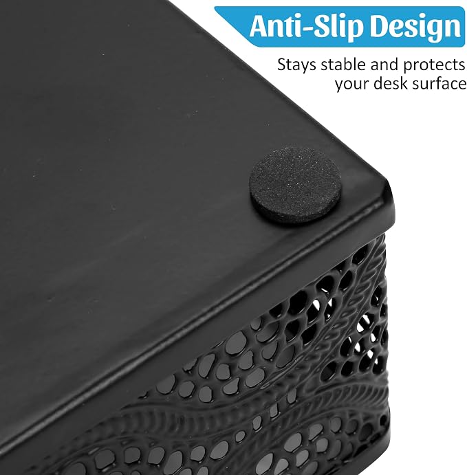 Desk Paper Tray Organizer, Metal Mesh Storage Basket for Office Home | Desktop Decorate Trays Organizing, Large Storage Basket for Office Supplies Mail File Print A4 Paper, Black, Pattern 1#