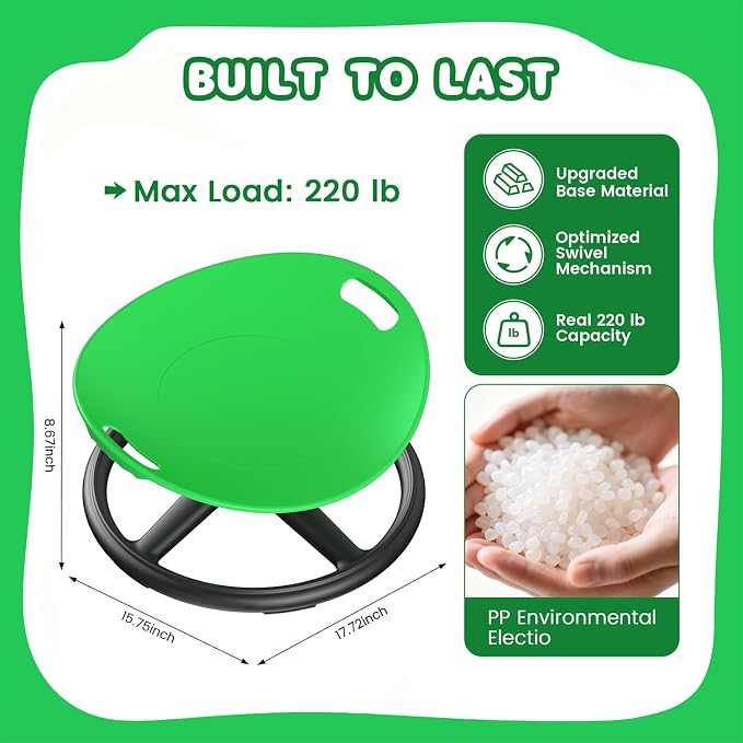 Spinning Chair for Kids, Green, 360° Sensory Swivel Chair | Spinning Chair for Autistic Kids,For Home Classroom Playroom