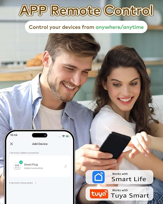 NineLeaf Smart Plug, WiFi Smart Plugs Work with Alexa and Google Home via Tuya, Wireless Outlet Timer with APP Remote Control, 2.4GHz Wi-Fi Only, No Hub Required, TUV FCC Listed (5 outlets+2 switches)