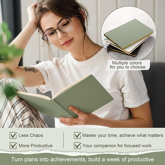 Productivity 3-month Planner Undated Daily Weekly Monthly Planner with Hardcover, Setting Guided Journal for Time Management, Habit Tracking, Self Care & Organization(Green)