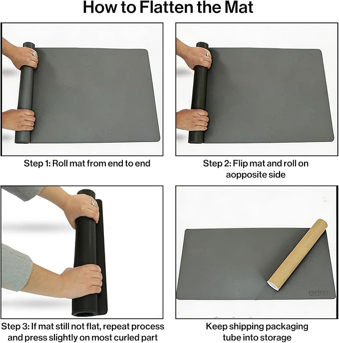 POCHAR Vegan Leather Desk Mat 31" x 16" - Desk Pad Protector for Desktop | Non-Slip PU Leather Dual-Sided Office Desk Blotter for Laptop Mouse Keyboard - Waterproof Writing Signing Pad, Gray
