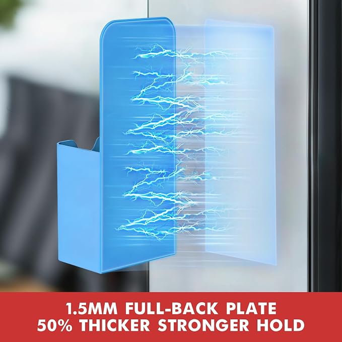 BEYGORM 4 Pack Magnetic Pen Holder for Whiteboard, Upgraded 1.5 mm Pencil Cup Organizer for Dry Erase Markers, Ideal Classroom, Office, Refrigerator, Locker (Blue)