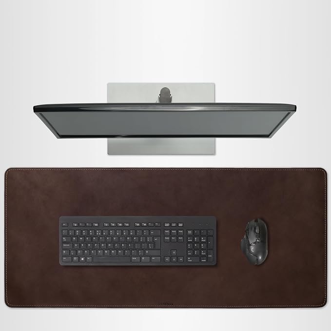 DAREhueFull Grain Genuine Leather Desk Pad – Dark Brown (XL) - Premium Desk Mat with Non-Slip Backing, Thick 3mm, Office Desk Protector for Work & Gaming (Extra Large 35.4 x 15.7 inch)