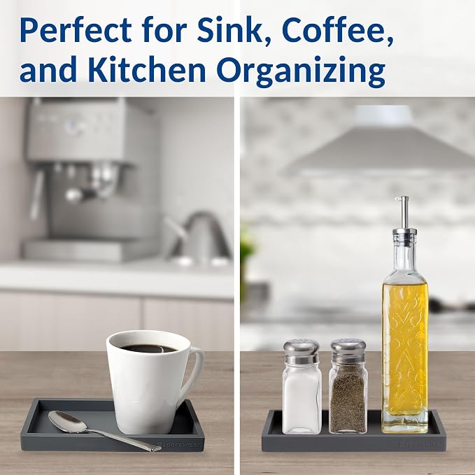 Countertop & Vanity Silicone Tray - Small 7.7" Kitchen Soap Tray | Kitchen Sink Soap Tray, Dish Soap Tray for Kitchen Counter, Bathroom Tray, Silicone Soap Dispenser Tray & Sponge Holder