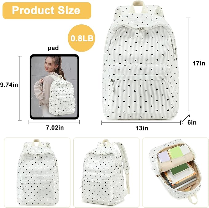 Bluboon School Backpack Set Girls Womens Laptop Bookbag Casual Daypack Fits 15 inch Laptop with Lunch Tote Bag and Pencil Bag