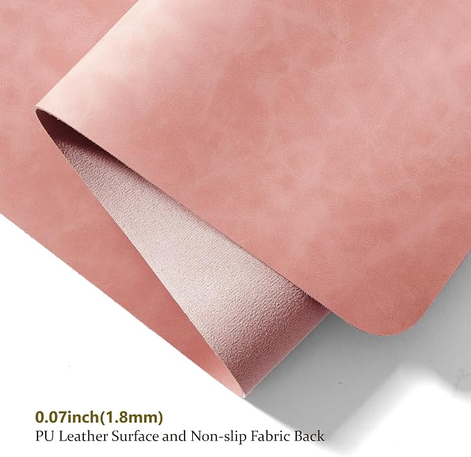 Distressed Leather Desk Mat - Non-Slip PU Desk Pad for Office and Home - Desk Organization and Accessories - Ideal for Large Mouse Pad and Desk Mats on Top of Desks(Dusty Rose,31.5"x 15.7")