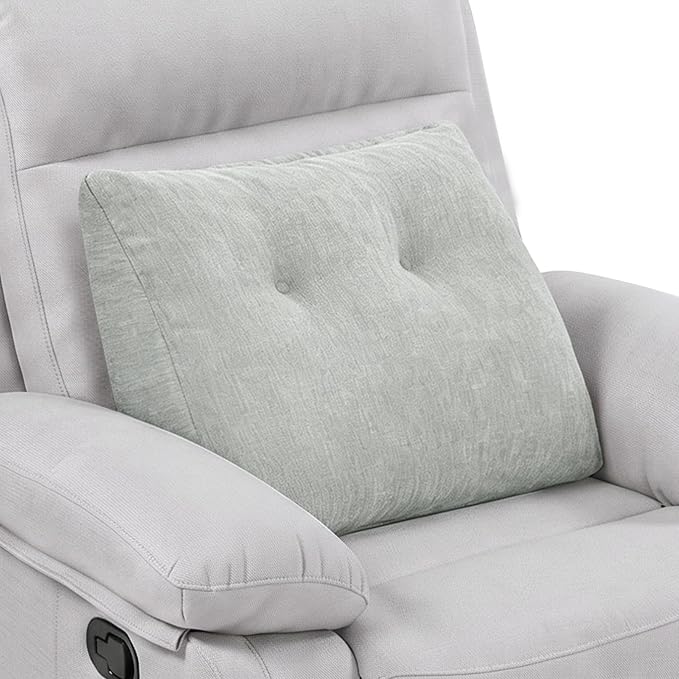 Back Support Pillow for Recliner Soft Dual Layer Lumbar Support Pillow with Shredded Memory Foam Ergonomic Orthopedic Couch Lumbar Cushions for Elderly Lower Back Pain Relief Light Grey