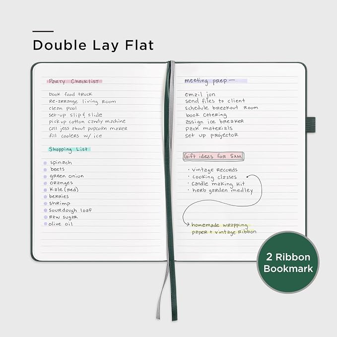 &And Per Se Lined Hardcover Notebook – A5 5.7"x8" College Ruled, 160 Pages, 100gsm Thick Paper – Aesthetic Journal for Women, Gift-Ready Planner, Everyday Writing Notebook (Dark Green)