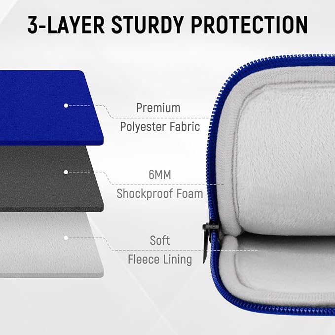 14 Inch Laptop Sleeve Case Durable Protective Cover Slim Padded Laptop Case with Front Pocket Compatible with MacBook Pro HP, Dell, Lenovo, Asus Blue